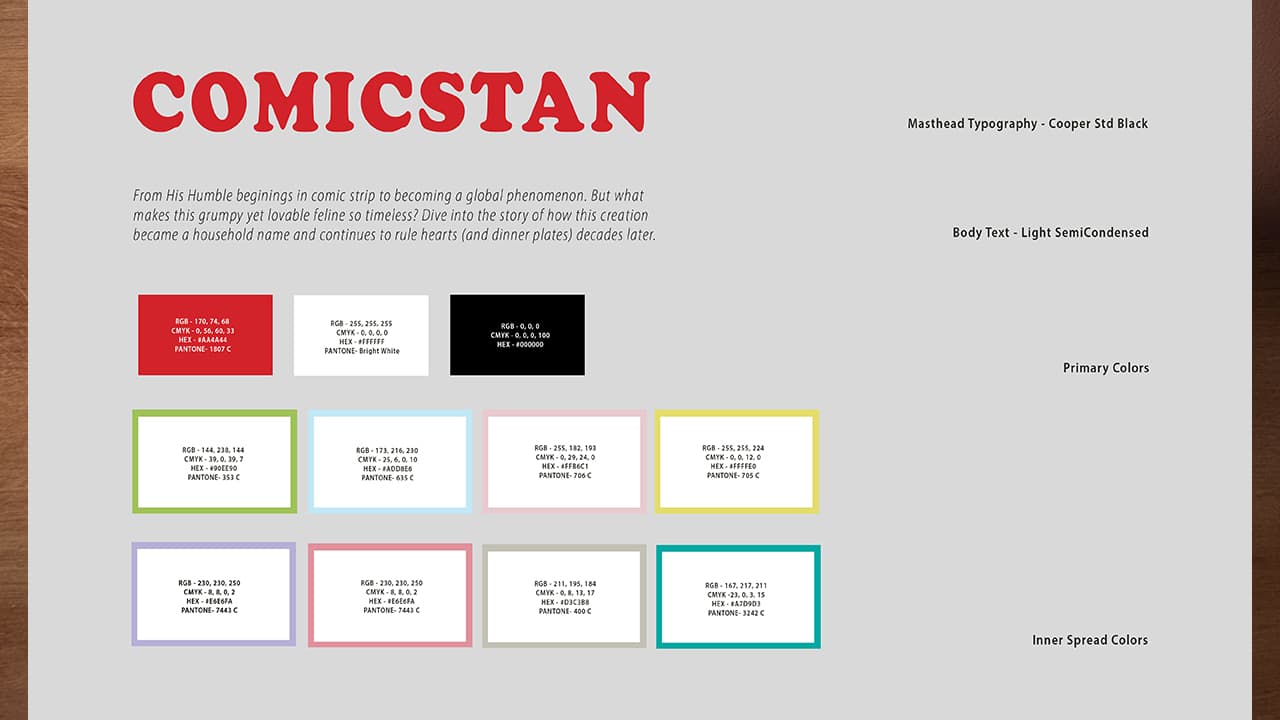 Color palette and typography selections