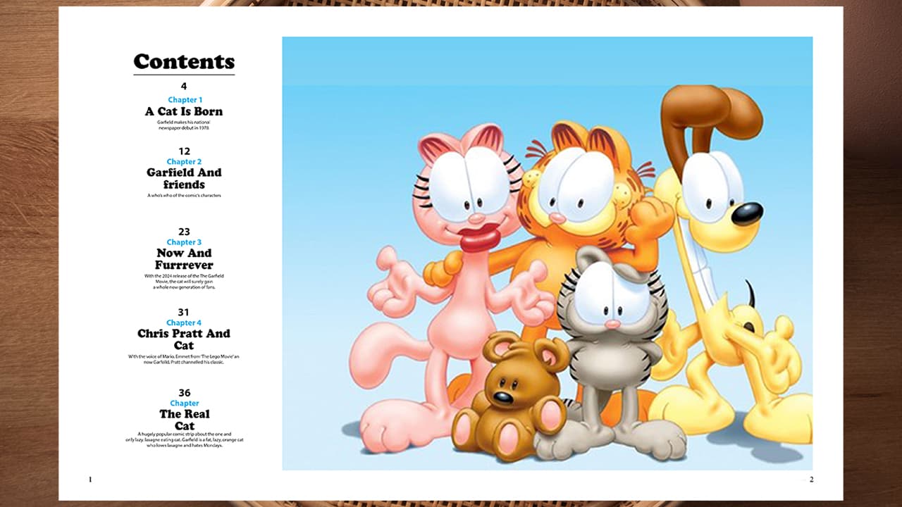 Table of contents and section opener spread