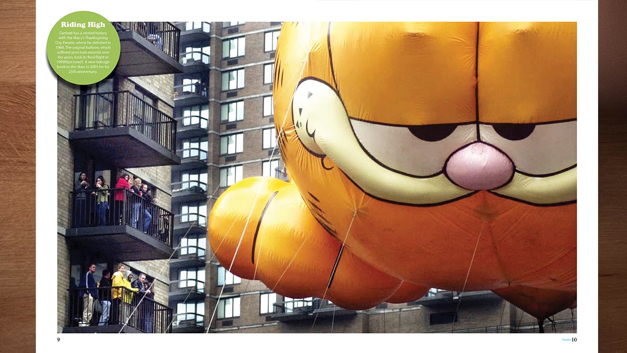 Illustration-forward spread exploring Garfield fandom