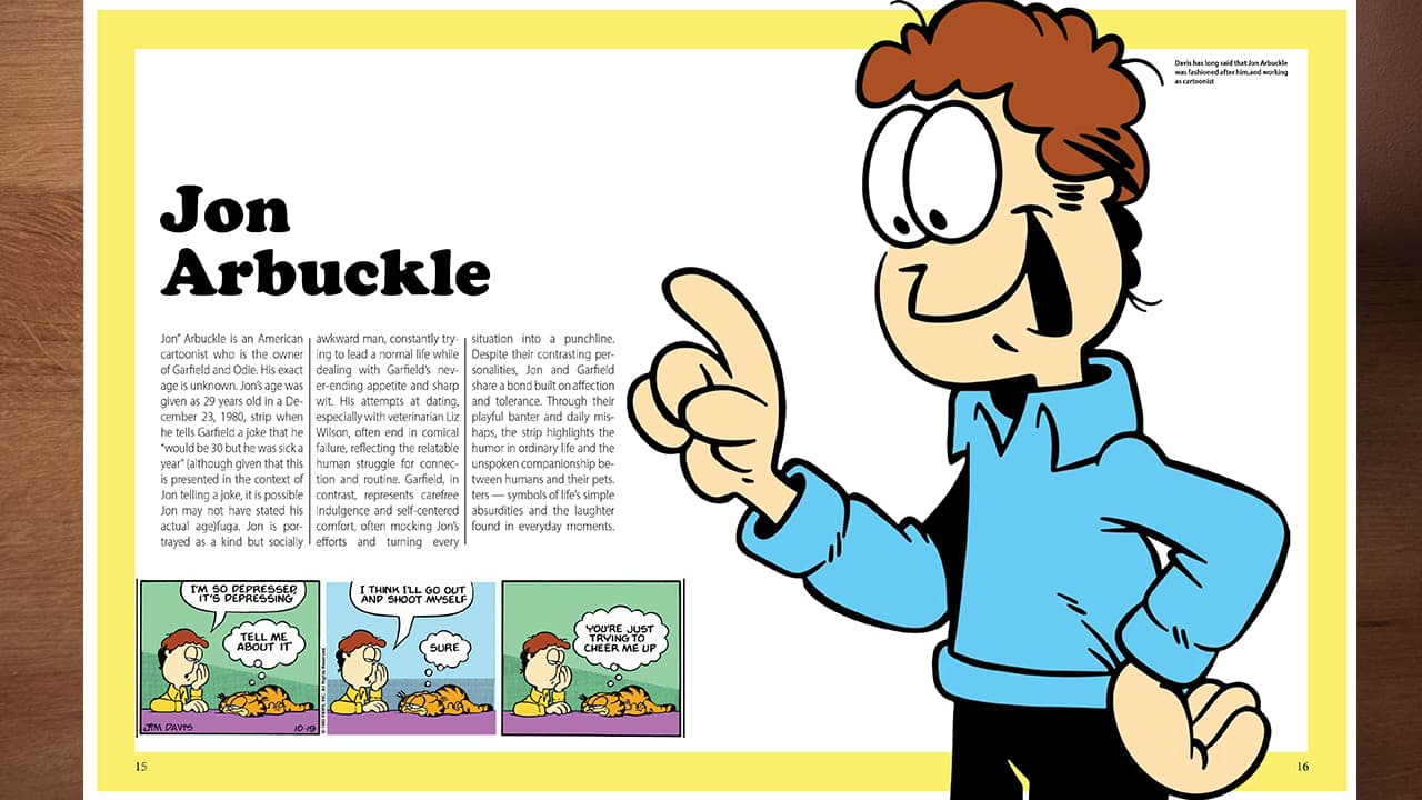 Article spread balancing large image, text and comic strips