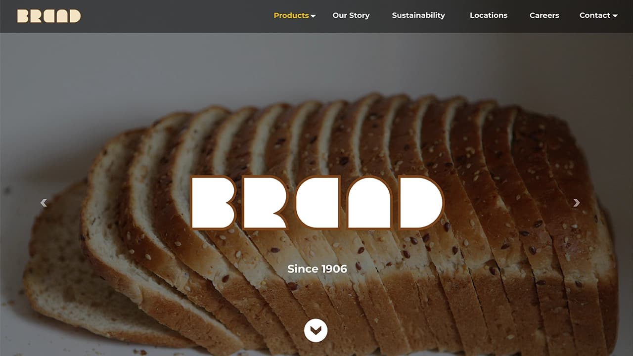 Home page design showcasing the logo and the top nav bar