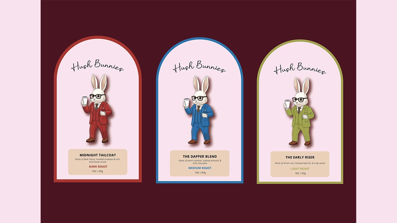 Close-up of the final labels