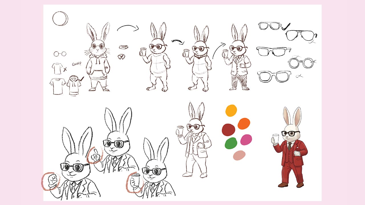 From sketch to personality: the playful journey of the bunny character